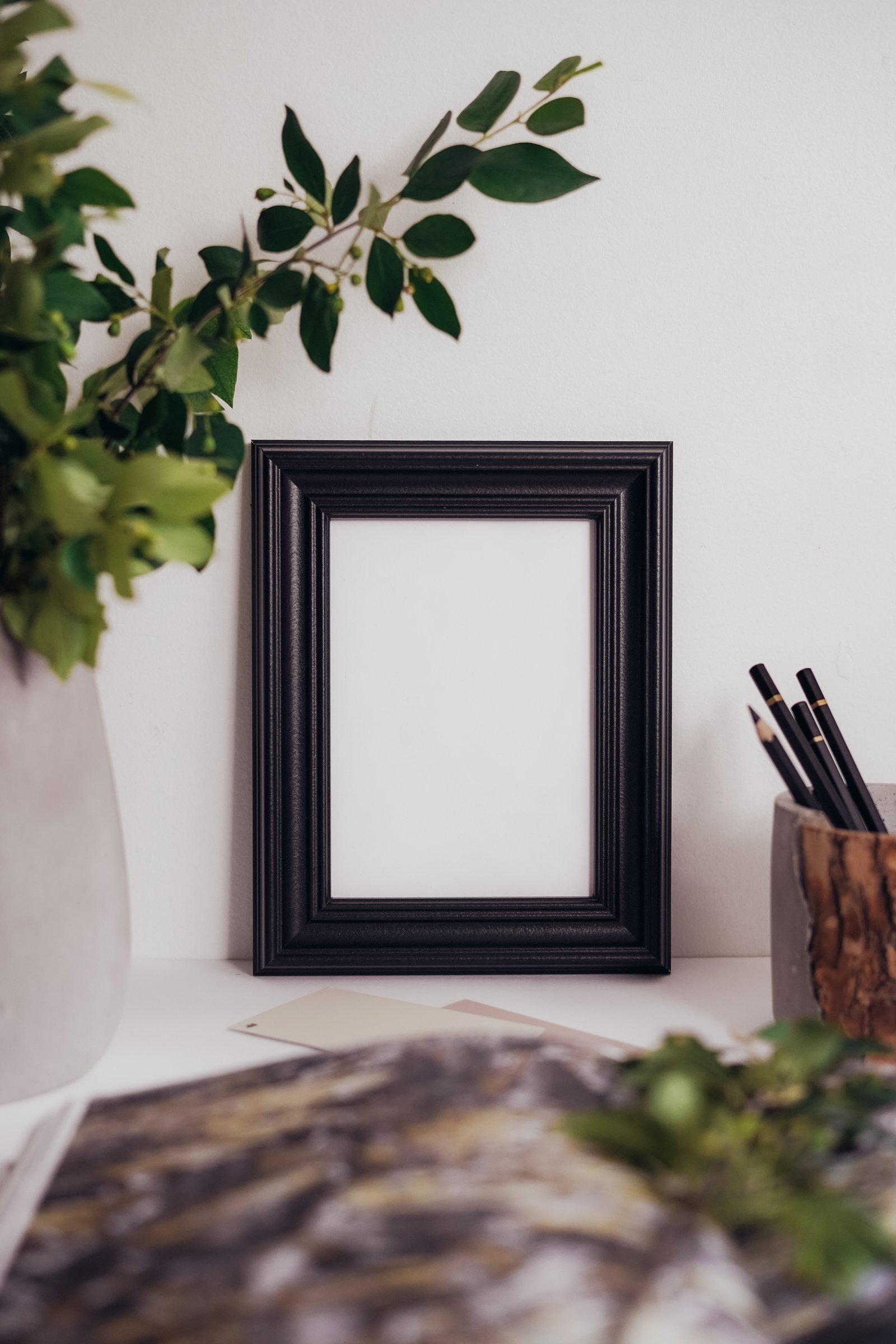 Empty Picture Frame on Desk